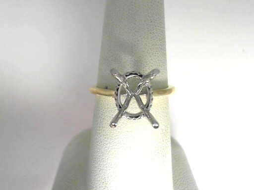14 Karat Yellow and White Gold Semi-Mount With 22=0.13Tw Round Diamonds 
 Ring Size 6.5