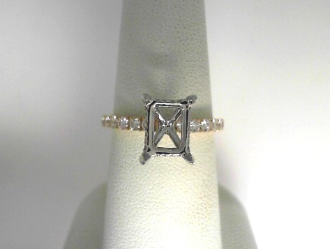14 Karat Yellow and White Gold Semi-Mount With 34=0.49Tw Round Diamonds 
Ring Size 6.5