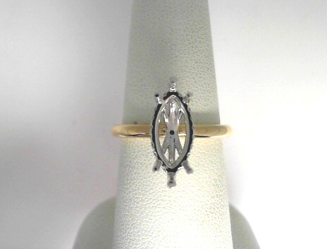 14 Karat Yellow and White Gold Semi-Mount With 16=0.11Tw Round Diamonds 
Ring Size 6.5