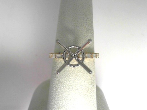 14 Karat Yellow and White Gold Semi-Mount With 8=0.34Tw Baguette Diamonds And 24=0.08Tw Round Diamonds 
 Ring Size 6.5