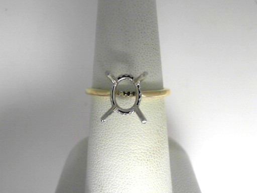14 Karat Yellow and White  Gold Semi-Mount With 30=0.11Tw Round Diamonds
Ring Size 6.5