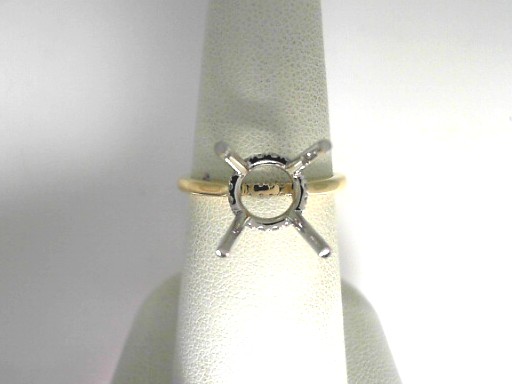 14 Karat Yellow and White Gold Semi-Mount With 28=0.17Tw Round Diamonds 
Ring Size 6.5