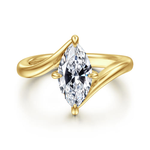 Gabriel & Co 14 Karat Yellow Gold Compass Prong Bypass Marquise Shape Diamond Engagement Ring 
Ring Size: 6.5