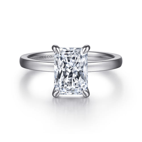 Gabriel & Co 14 Karat White Gold Rectangular Radiant Cut Diamond Engagement Ring 
Ring Size: 6.5