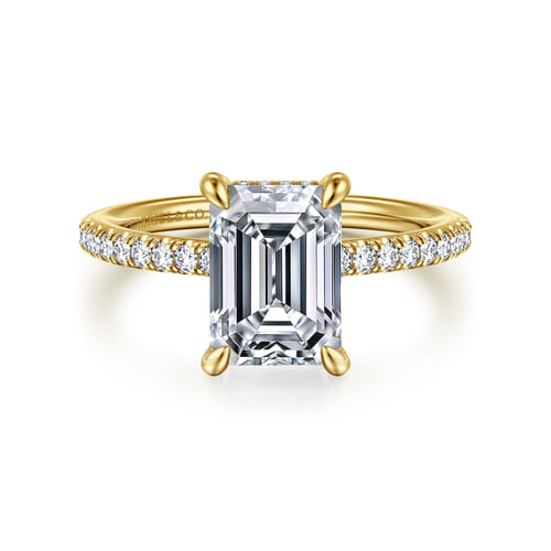 Gabriel & Co 14 Karat Yellow Gold Emerald Cut Hidden Halo Diamond Engagement Ring 0.34 Cts
Ring Size: 6.5