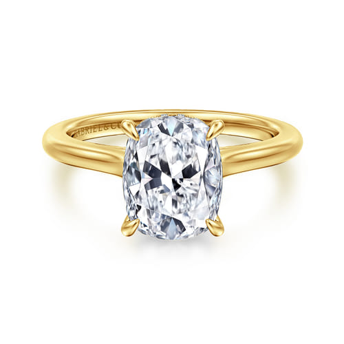 Gabriel & Co 14 Karat Yellow Gold  Cushion Diamond Engagement Ring 0.12 Cts 
Ring Size: 6.5