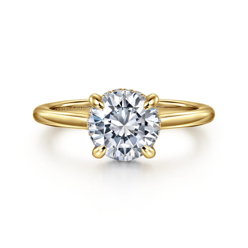 Gabriel & Co 14 Karat Yellow Gold Round Solitaire Diamond Engagement Ring 0.08 Cts 
Ring Size: 6.5
