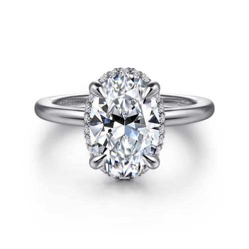 Gabriel & Co 14 Karat White Gold Oval Hidden Halo Diamond Engagement Ring 0.11 Cts
Ring Size: 6.5