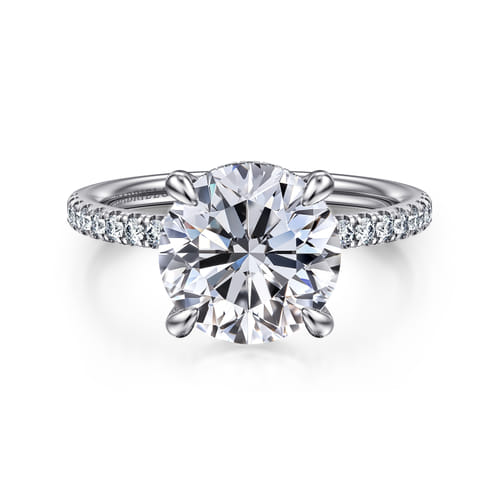 Gabriel & Co 14 Karat White Gold Round Hidden Halo Diamond And Engagement Ring 0.26 Cts 
Ring Size: 6.5