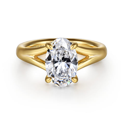 Gabriel & Co 14 Karat Yellow Gold Split Shank Oval Diamond Engagement Ring 0.08 Cts
Ring Size: 6.5