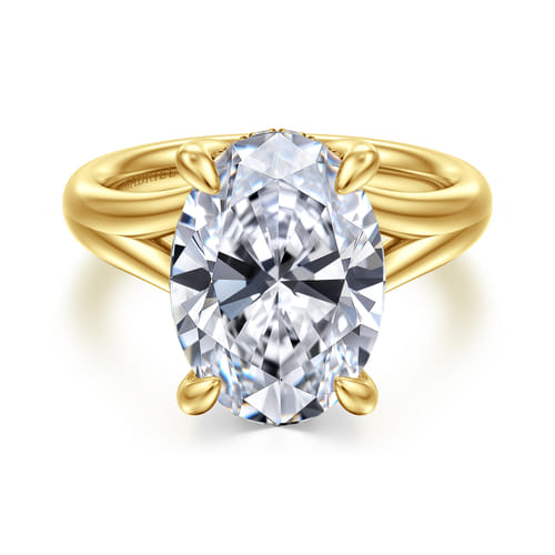 Gabriel & Co 14 Karat Yellow Gold Split Shank Oval Diamond Engagement Ring 0.11 Cts
Ring Size: 6.5