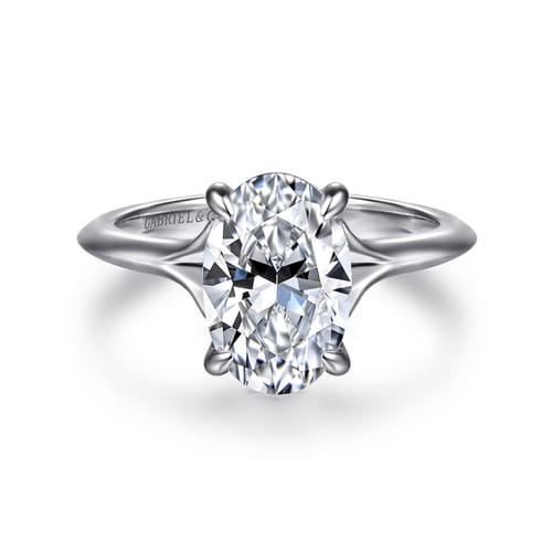 Gabriel & Co 14 Karat White Gold Split Shank Oval Diamond Engagement Ring 0.07 Cts
Ring Size: 6.5