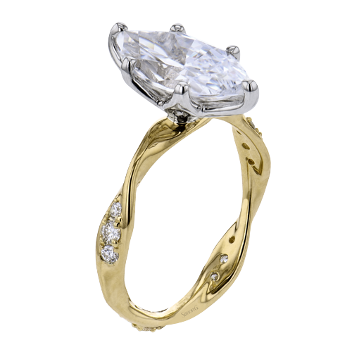 Simon G 14 Karat Yellow Gold 0.24 ct Round Diamond Twist Setting With Marquise Tulip Center
size 6.5