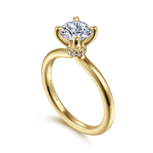 Gabriel &  Co 14 Karat Yellow Gold Diamond Collar Solitare 0.04 Ct 
Size 6.5