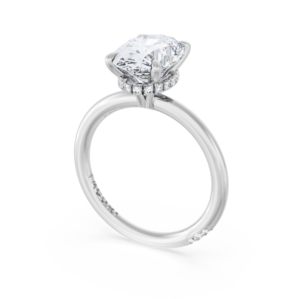 Tacori 14 Karat White Gold Founder's Oval Solitaire With Hidden Bloom 0.12 Ct, 1.8 mm 
Size 6.5