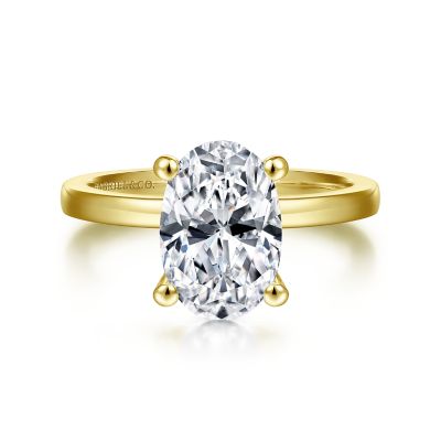 Gabriel & Co: 14 Karat Yellow Gold Solitaire Semi-Mount Ring 
*Setting only, center stone not included