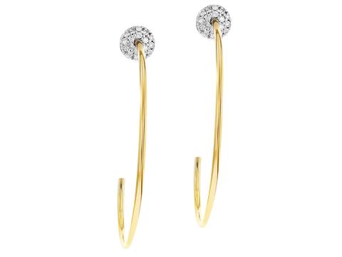 Phillip's House 14 Karat Yellow Gold Infinity Disc Hoop Earrings With 36=0.16Tw Diamonds