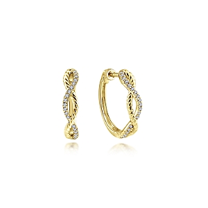 Gabriel & Co 14 Karat Yellow Gold 15mm Twisted Rope Huggie Hoop Earrings