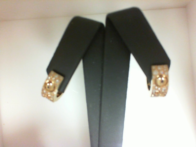 ROBERTO COIN 18K  GOLD AND DIAMOND POIS MOI LUNA SMALL HOOP EARRINGS