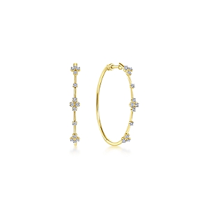 Gabriel & Co14 Karat Yellow Gold Prong Set 40 mm Round Classic Diamond Hoop Earrings 0.50 ct