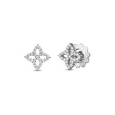 Roberto Coin 18 Karat White Gold Venetian Princess Medium Earrings 1.02 Cts