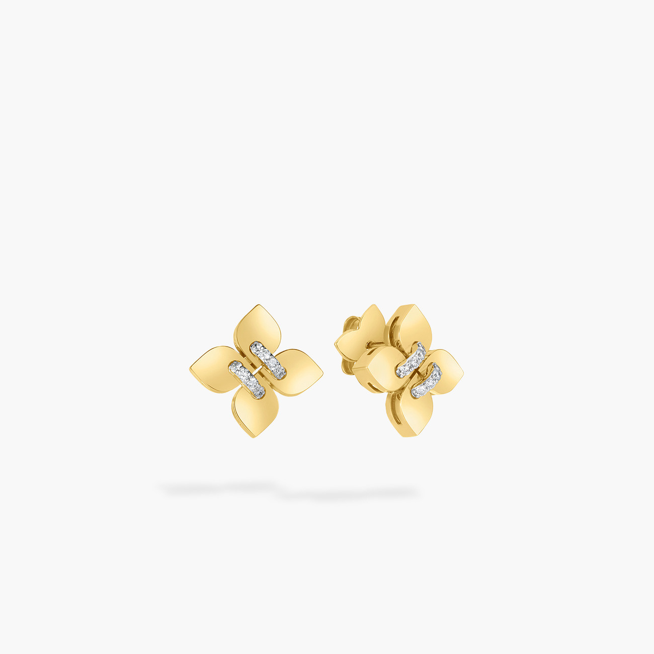 Roberto Coin 18 Karat Yellow/White Gold Venetian Princess Filo Diamond Earrings 0.07 Ct