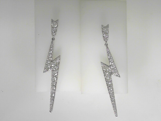14 Karat White Gold Dangle Earrings With 56=1.99Tw Round Diamonds S
