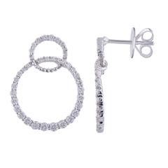 14 Karat White Gold  Circle Drop Earrings With 602.00Tw Round Diamonds