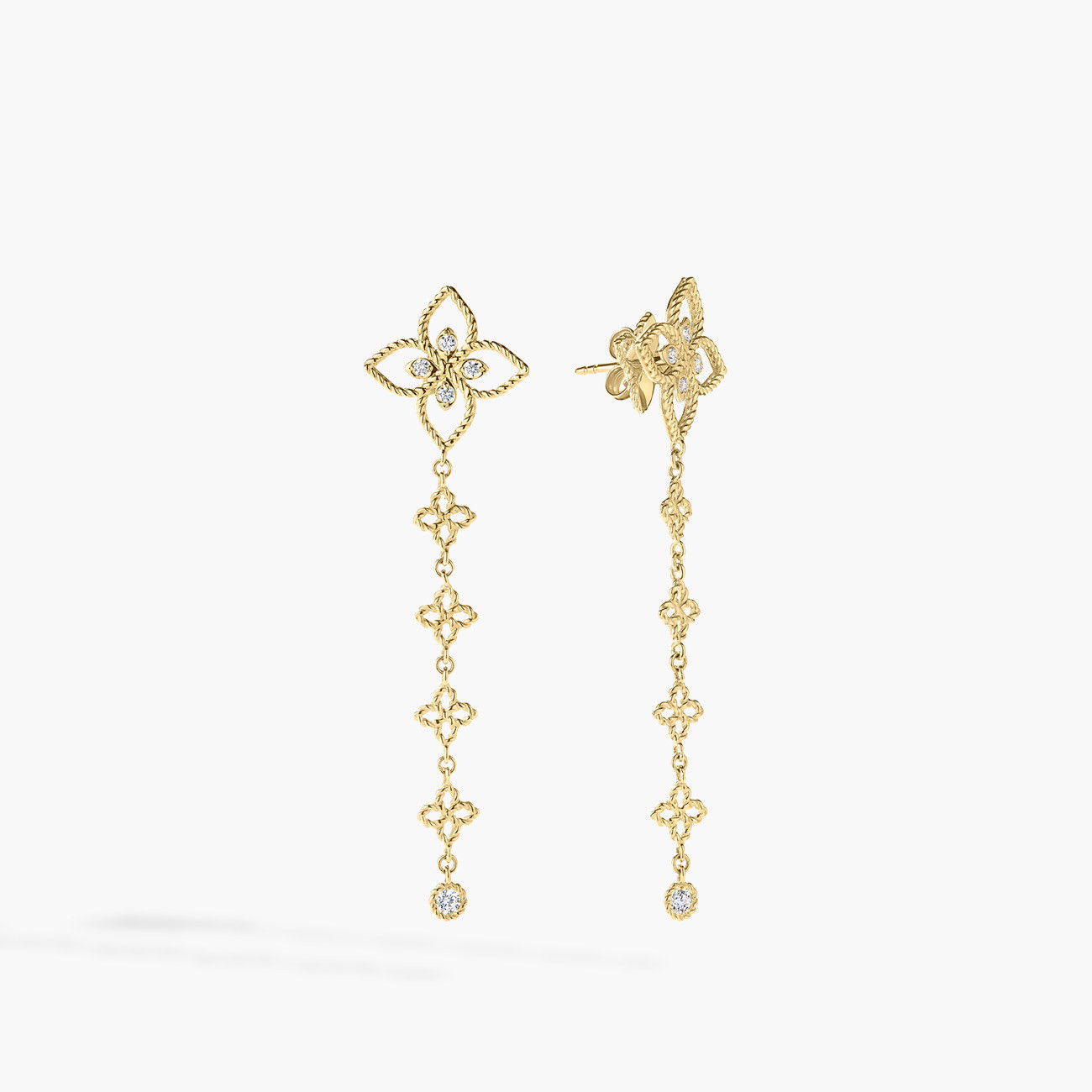 Roberto Coin 18 Karat Yellow Gold Principessa Drop Earrings 0.13 Ct