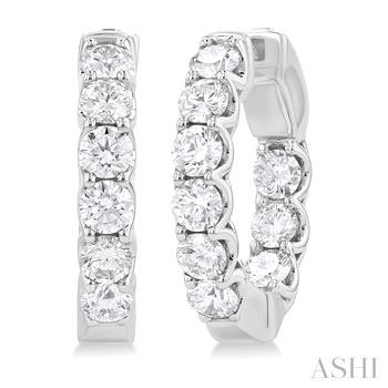 14 Karart White Gold Inside Out 3.00 Ct Round Brilliant Cut Diamonds Hoop Earrings
21 MM