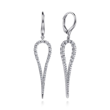 Gabriel & Co14 Karat White Gold Diamond Teardrop Drop Earrings-0.77ct