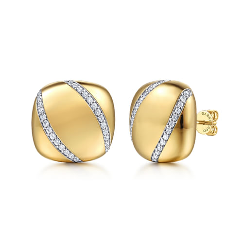 Gabriel & Co14 Karat Yellow Gold Diamond Button Stud Earrings-0.31ct