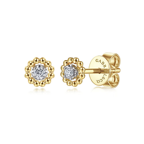 Gabriel & Co14 Karat Yellow-White Gold Bujukan Diamond Stud Earrings-0.06ct