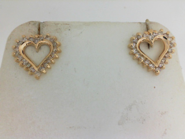 Estate 14 Karat Yellow Gold Heart Earrings with .20 ct diamonds
AS IS