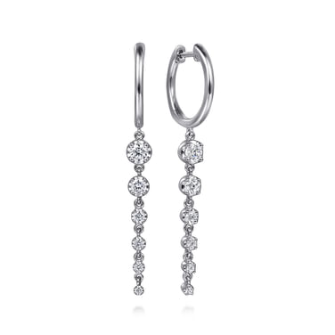 Gabriel & Co14 Karat White Gold Graduating Diamond Huggie Drop Earrings 0.73Tw