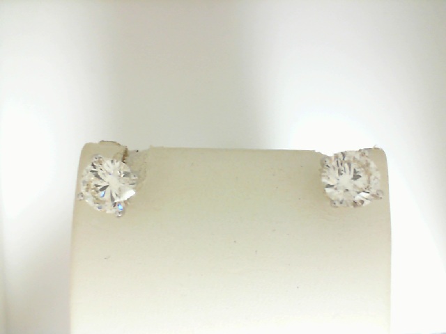 14 Karat White Gold 3.00 cts Round Brilliant Cut Diamond Stud Earrings