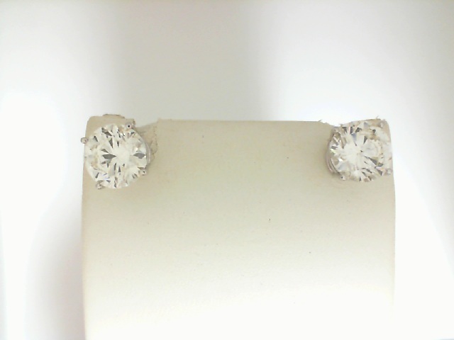 14 Karat White Gold 4.12 cts Round Brilliant Cut Diamond Stud Earrings