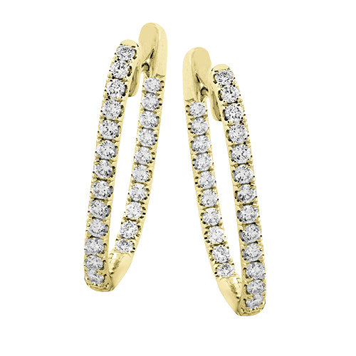 Simon G 18 Karat Yellow Gold 1.52 Ct Round Brilliant Cut Diamond Paperclip Hoops