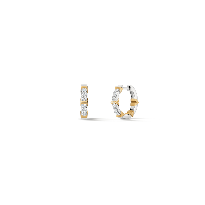 Hearts On Fire 18 Karat White And Yellow Gold Copley Studded Diamond Hoops 0.41 Cts