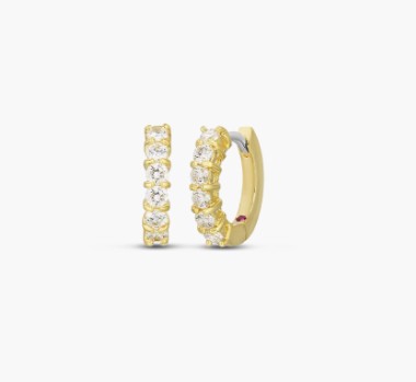 Roberto Coin 18 Karat Yellow Gold Classic Diamond Huggy Earrings 0.70Ctw
