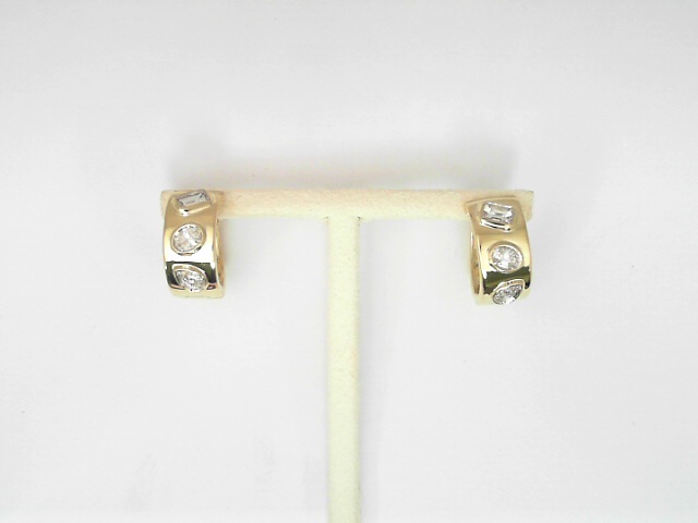 14 Karat Yellow Gold Multi Shaped Diamonds Small Hoops 0.66 Cts