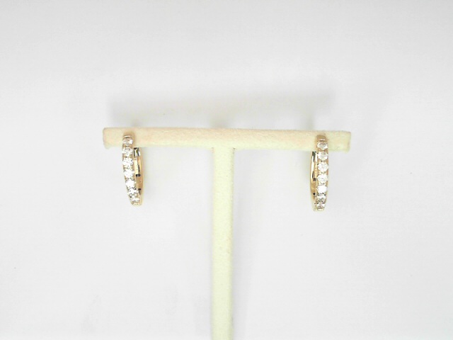 14 Karat Yellow Gold Round Brilliant Cut Diamond Small Hoops 0.47 Cts