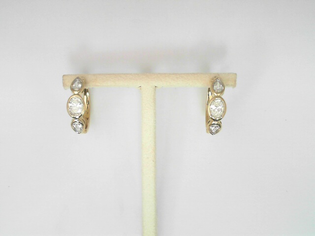 14 Karat Yellow Gold Pear Cut And Oval Cut Diamond Medium Hoops 0.79 Cts