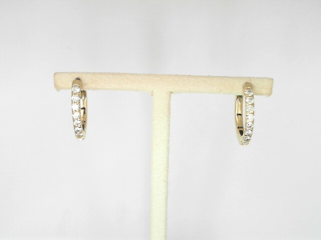 14 Karat Yellow Gold Round Brilliant Cut Diamond Small Hoops 0.40 Cts