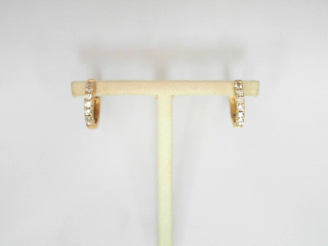 14 Karat Yellow Gold Round Brilliant Cut Diamond Small Huggie Earrings 0.30 Cts