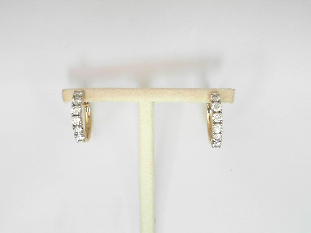 14 Karat Yellow Gold Round Brilliant Cut Diamond Small Hoops 0.99 Cts