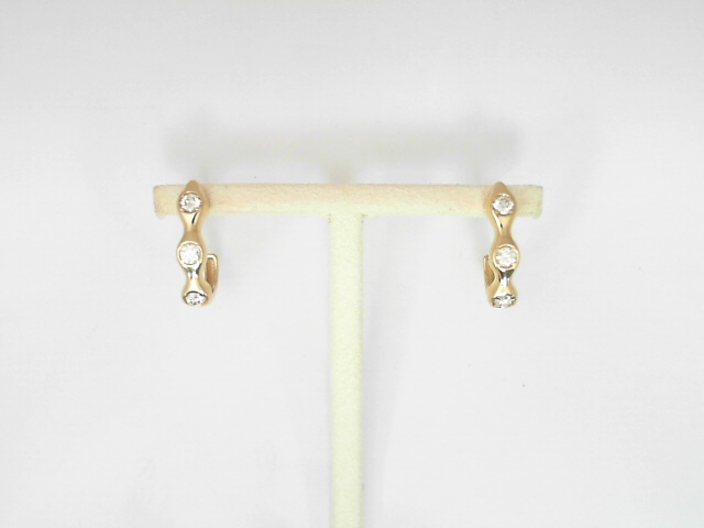 14 Karat Yellow Gold Round Brilliant Cut Diamond J Hook Earrings 0.38 Cts