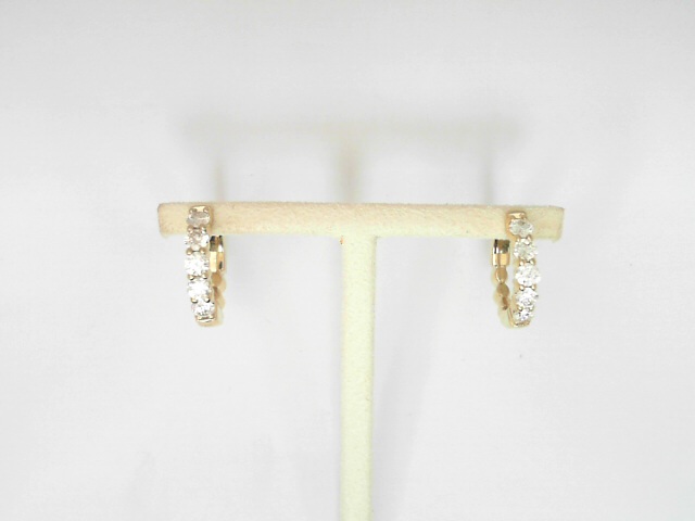 14 Karat Yellow Gold Round Brilliant Cut Diamond Small Hoops 1.00 Cts