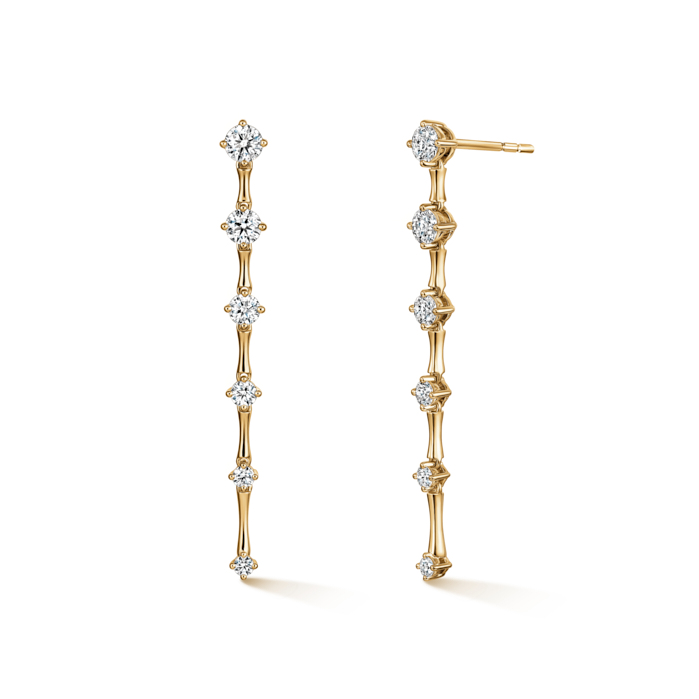 Hearts On Fire 18 Karat Yellow Gold Cascade Station Diamond Drop Earrings 1.05 cts