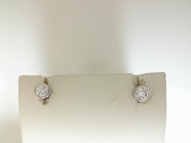 14 Karat White Gold 1/3  Ct Round Brilliant Cut Bezel Set